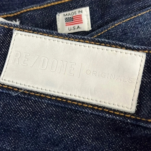 Re/Done Originals Rigid High Rise Button Fly Crop Raw Hem Jeans - Size 28 - Picture 5 of 8